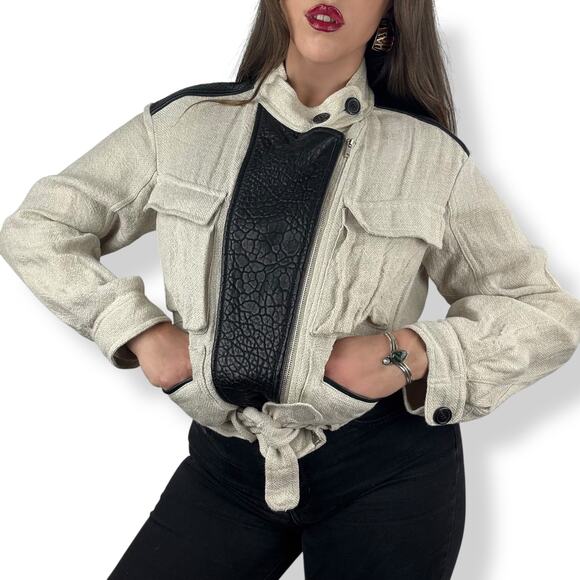 IRO linen and lamb leather industrial jacket - Picture 11 of 16